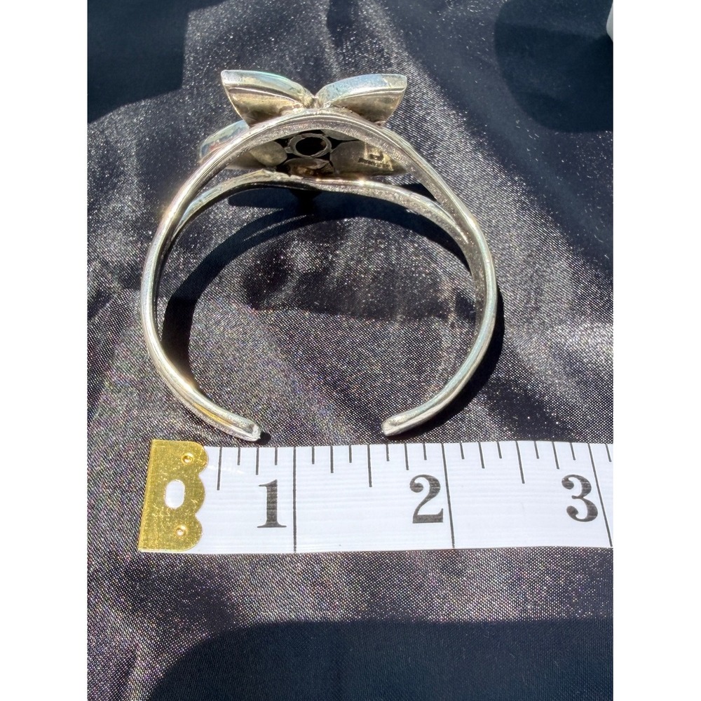 Barse Vintage Sterling Silver Multi Gemstone Flower Cuff 925 - Picture 16 of 16